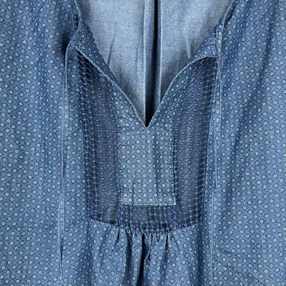 The Limited Denim Babydoll Peasant Blouse Medium - Picture 2 of 11
